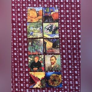 Upcycled set of 10 magnets: Van Gogh's greatest works, Impressionism